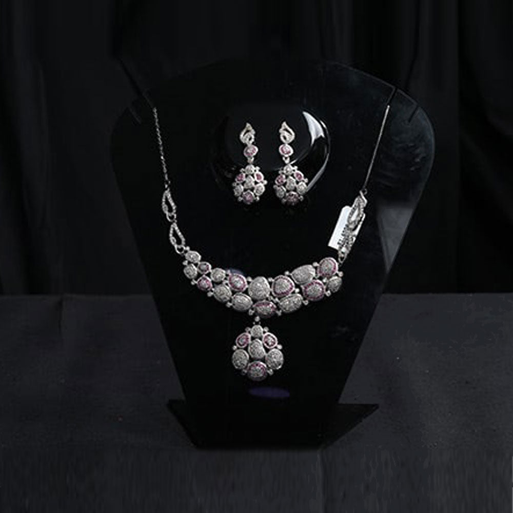 Rhodium Silver Necklace & Earrings
